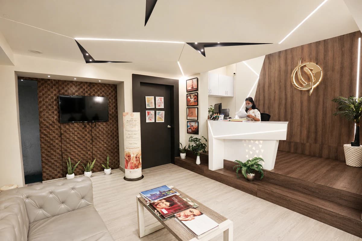 Modern reception interior of Radiance Skin and Hair Clinics