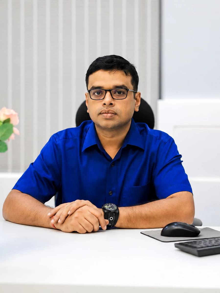 Dr Satyarth Prakash seated in his consultation room