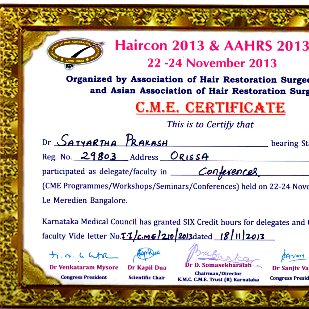Haircon Ahrs 2013 Cme Certificate - Radiance Clinics