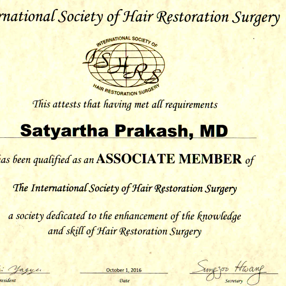 Ishrs Associate Member Certificate - Radiance Clinics